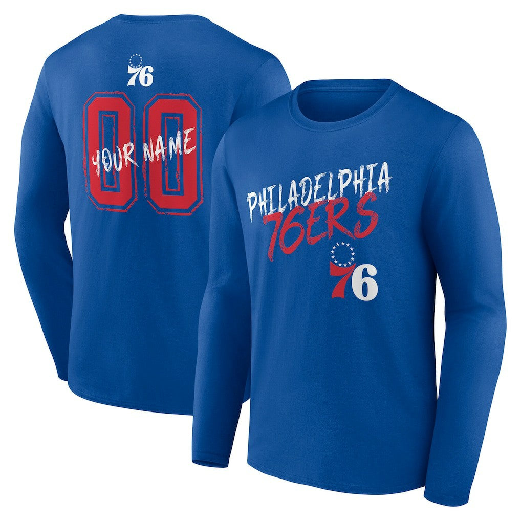 Philadelphia 76ers Hustle Custom Long Sleeve T-Shirt - Royal cheap