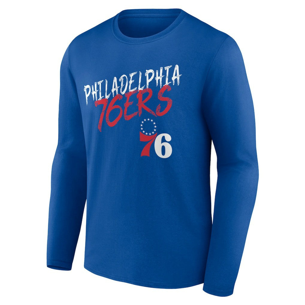 Philadelphia 76ers Hustle Custom Long Sleeve T-Shirt - Royal cheap