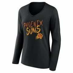 Phoenix Suns Women's Hustle Custom Long Sleeve V-Neck T-Shirt - Black outlet