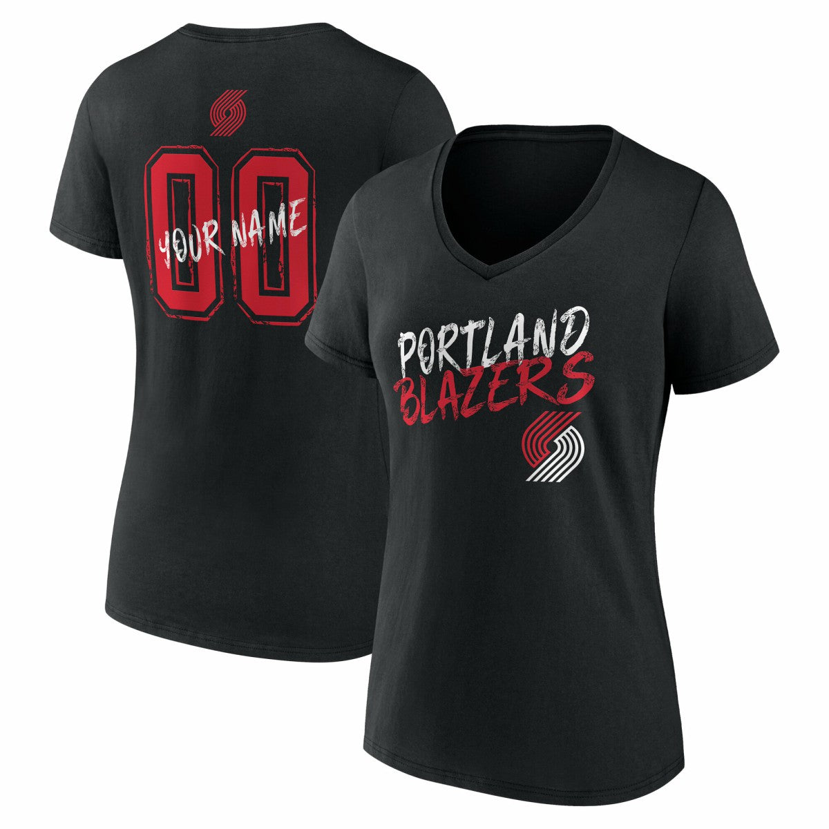 Portland Trail Blazers Women's Hustle Custom V-Neck T-Shirt - Black shop