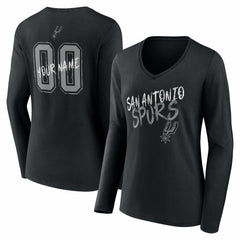 San Antonio Spurs Women's Hustle Custom Long Sleeve V-Neck T-Shirt - Black sale