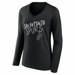 San Antonio Spurs Women's Hustle Custom Long Sleeve V-Neck T-Shirt - Black sale