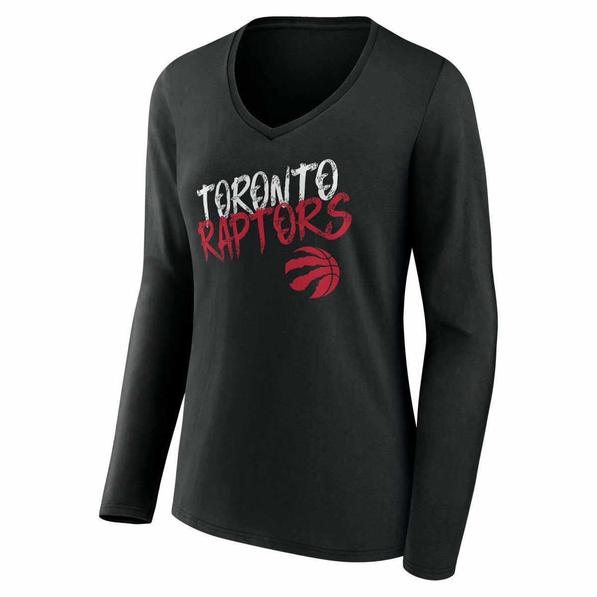 Toronto Raptors Women's Hustle Custom Long Sleeve V-Neck T-Shirt - Black cheap