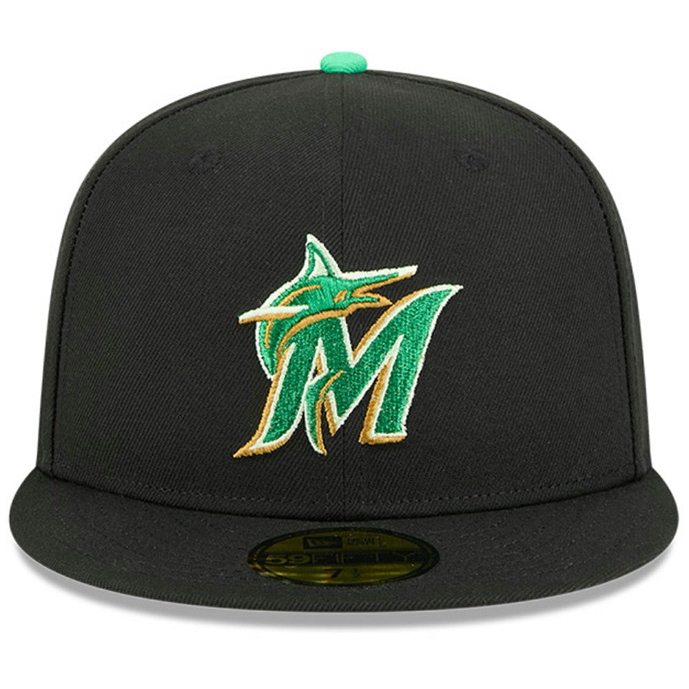 Miami Marlins 2026 St. Patrick's Day 59FIFTY Fitted Hat - Black | New Era