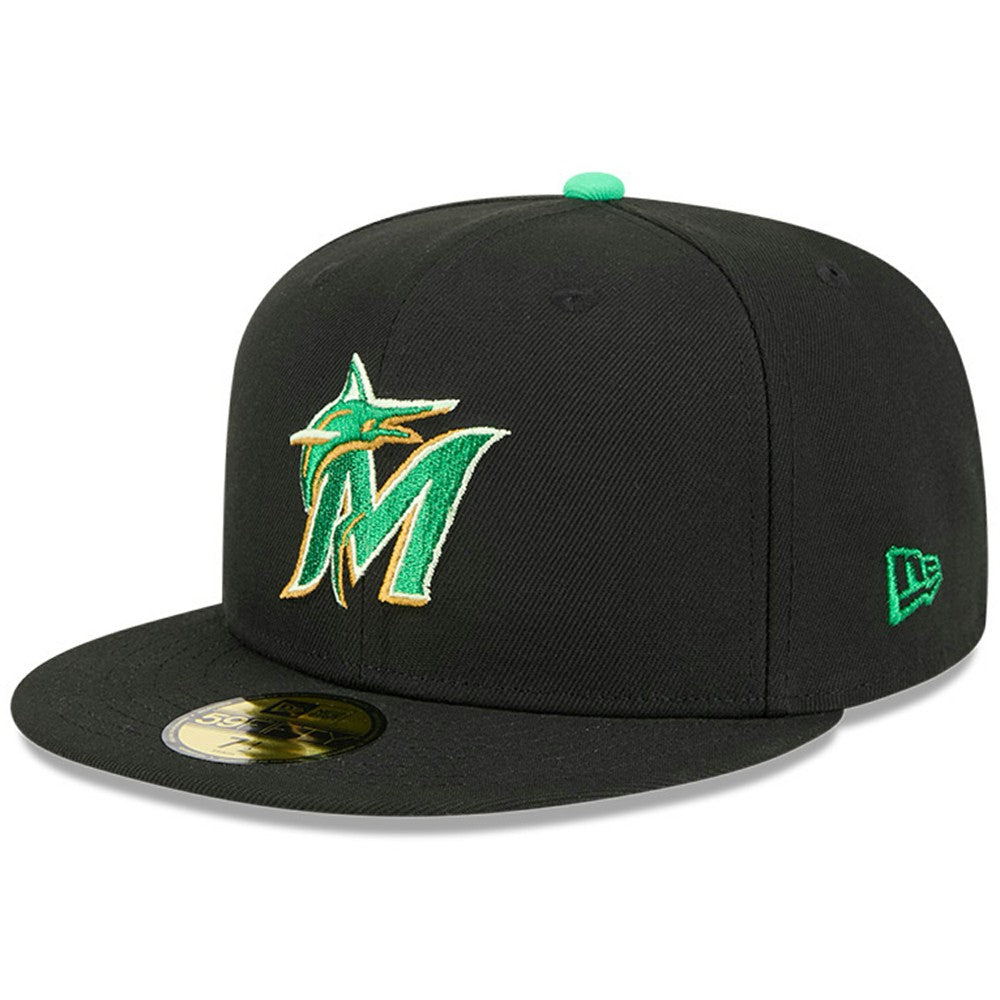 Miami Marlins 2026 St. Patrick's Day 59FIFTY Fitted Hat - Black | New Era