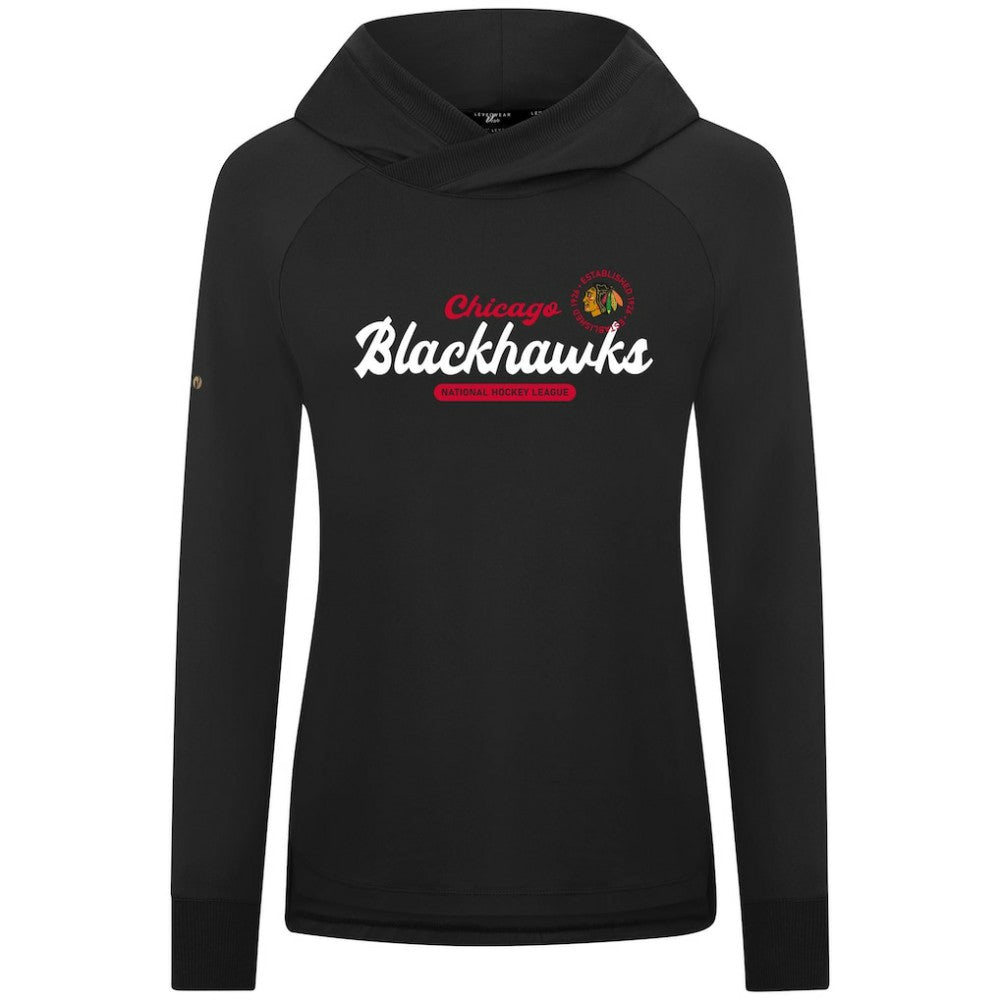 Chicago Blackhawks Levelwear Women's Slender Monument Raglan Pullover Hoodie Black