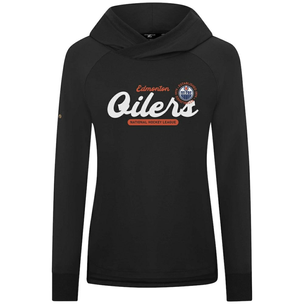 Edmonton Oilers Levelwear Women's Slender Monument Raglan Pullover Hoodie Black
