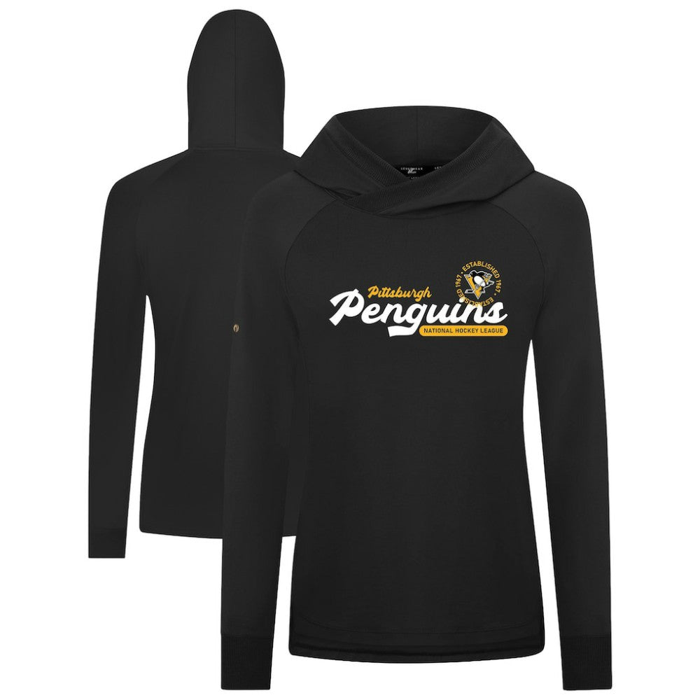 Pittsburgh Penguins Levelwear Women's Slender Monument Raglan Pullover Hoodie Black