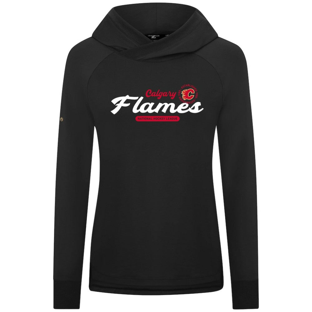 Calgary Flames Levelwear Women's Slender Monument Raglan Pullover Hoodie Black