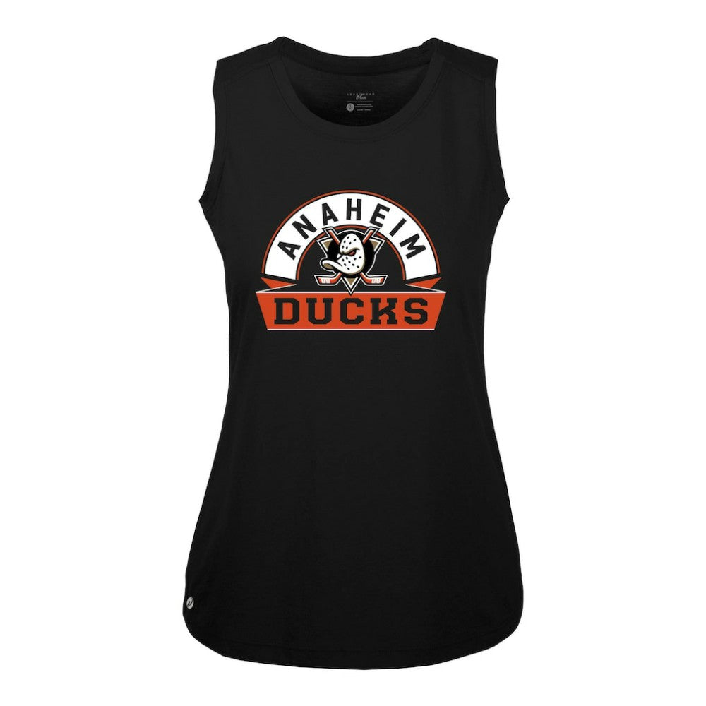 Anaheim Ducks Levelwear Women's Macy Banner Arch Tank Top Black