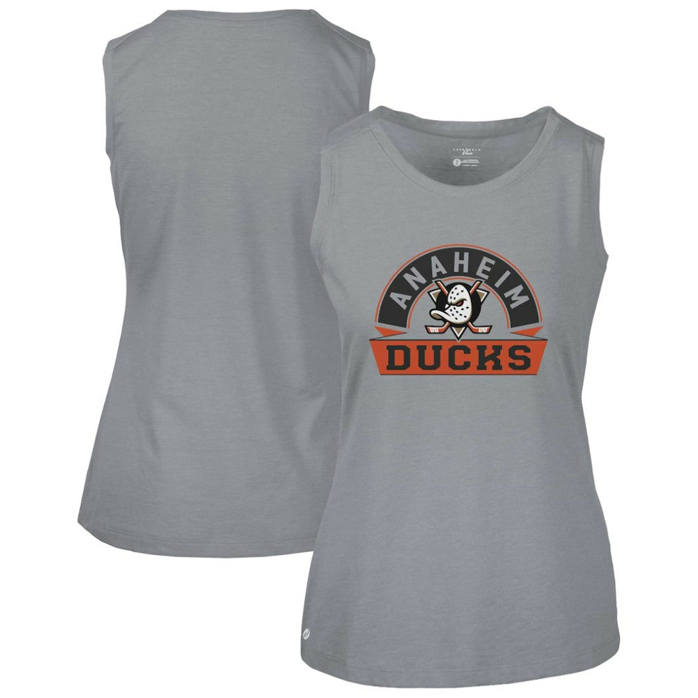 Anaheim Ducks Levelwear Women's Macy Banner Arch Tank Top Gray