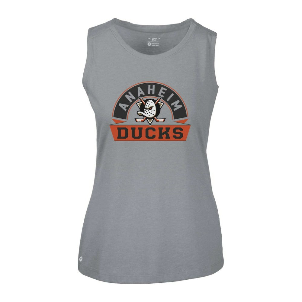 Anaheim Ducks Levelwear Women's Macy Banner Arch Tank Top Gray