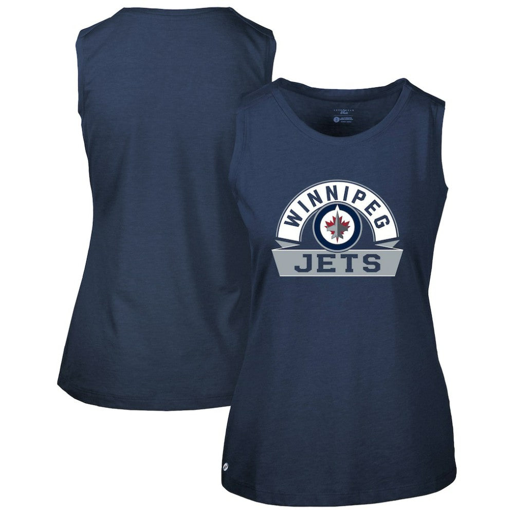 Winnipeg Jets Levelwear Women's Macy Banner Arch Tank Top Navy