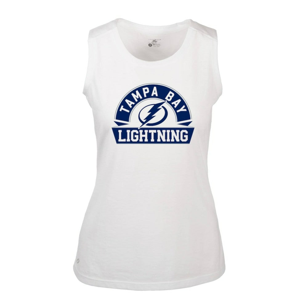 Tampa Bay Lightning Levelwear Women's Macy Banner Arch Tank Top White