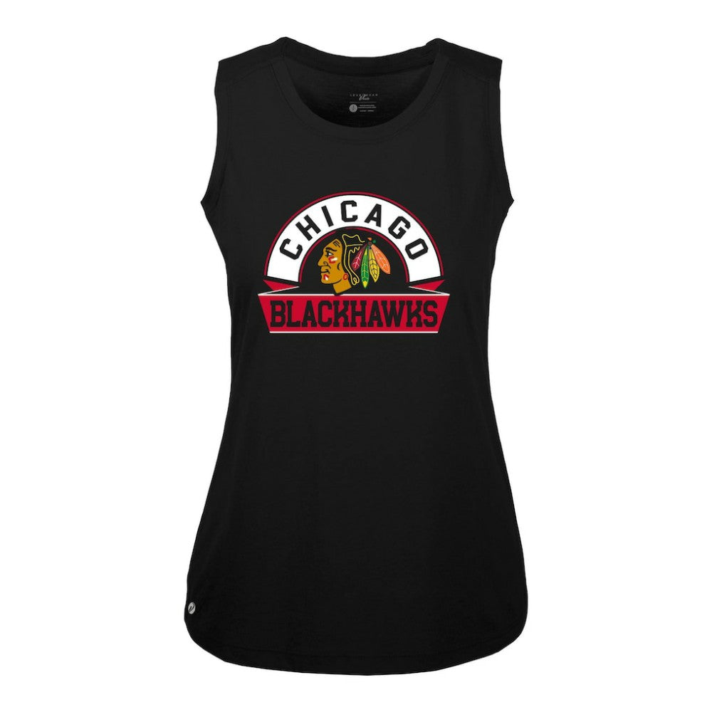 Chicago Blackhawks Levelwear Women's Macy Banner Arch Tank Top Black