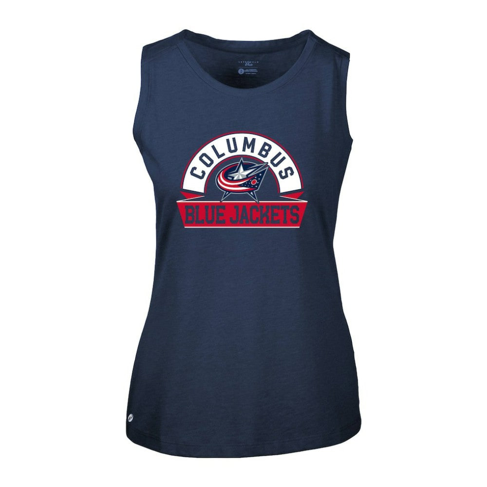 Columbus Blue Jackets Levelwear Women's Macy Banner Arch Tank Top Navy