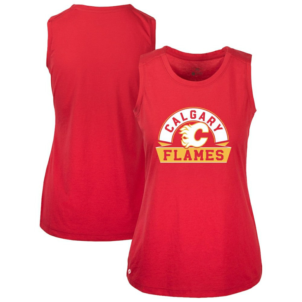 Calgary Flames Levelwear Women's Macy Banner Arch Tank Top Red