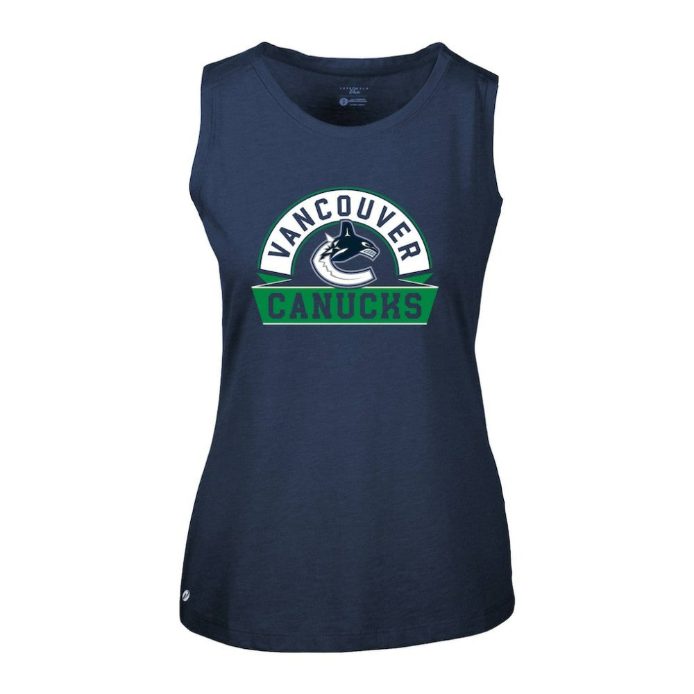 Vancouver Canucks Levelwear Women's Macy Banner Arch Tank Top Navy