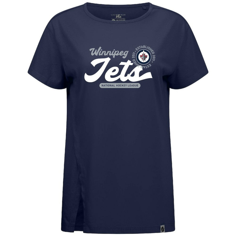 Winnipeg Jets Levelwear Women's Influx Monument T-Shirt Navy