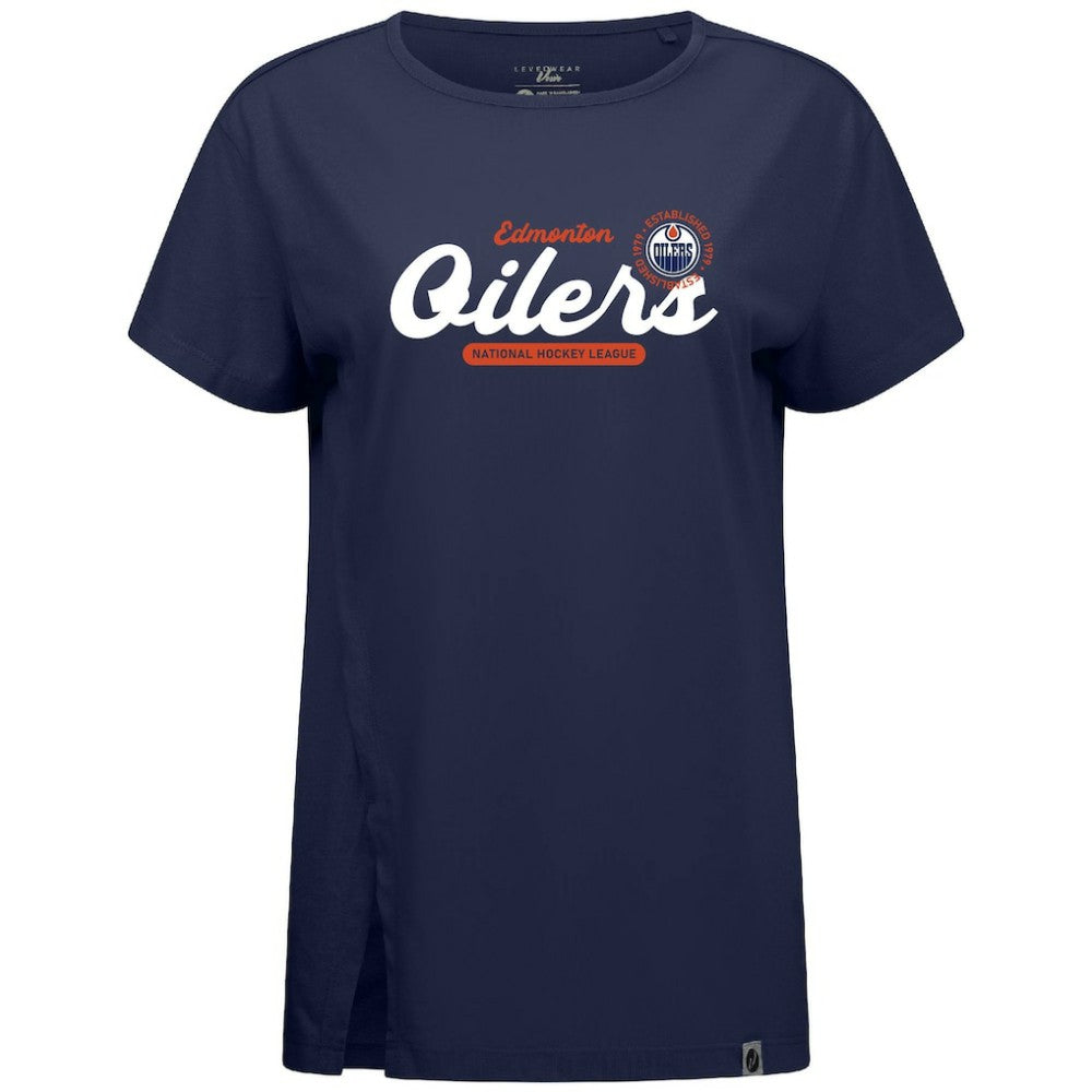 Edmonton Oilers Levelwear Women's Influx Monument T-Shirt Navy