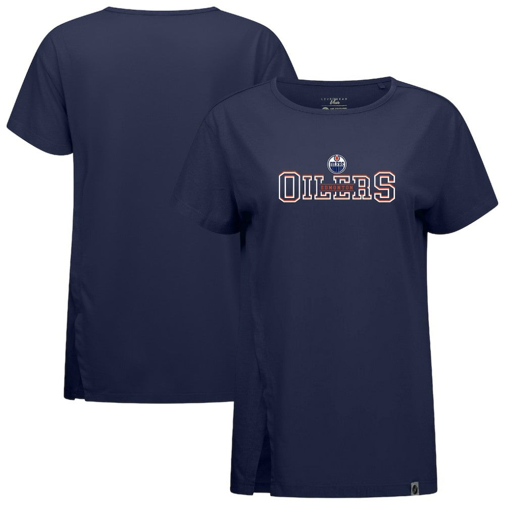 Edmonton Oilers Levelwear Women's Influx Journey T-Shirt Navy