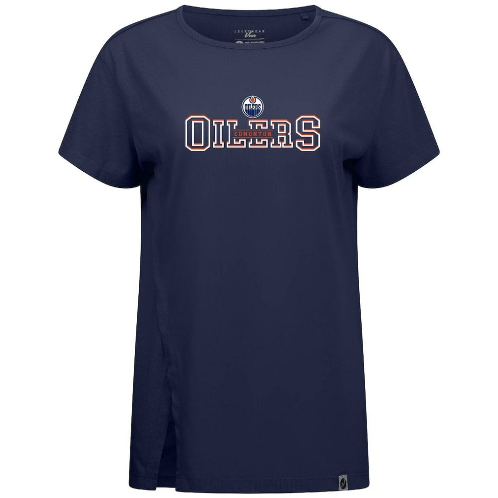 Edmonton Oilers Levelwear Women's Influx Journey T-Shirt Navy