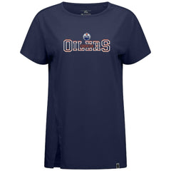 Edmonton Oilers Levelwear Women's Influx Journey T-Shirt Navy