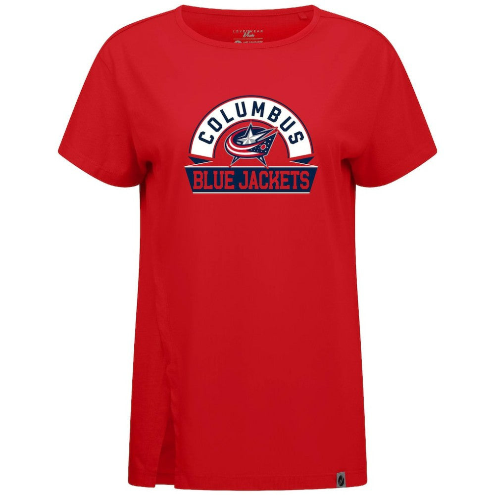 Columbus Blue Jackets Levelwear Women's Influx Banner Arch T-Shirt Red
