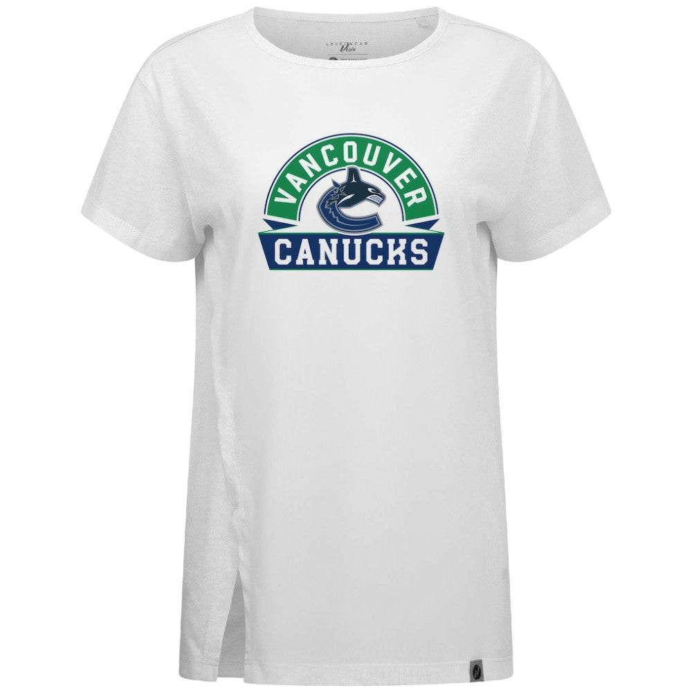 Vancouver Canucks Levelwear Women's Influx Banner Arch T-Shirt White