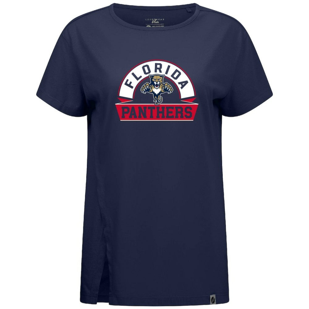 Florida Panthers Levelwear Women's Influx Banner Arch T-Shirt Navy