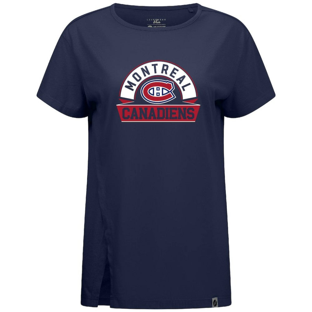 Montreal Canadiens Levelwear Women's Influx Banner Arch T-Shirt Navy
