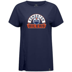 Edmonton Oilers Levelwear Women's Influx Banner Arch T-Shirt Navy