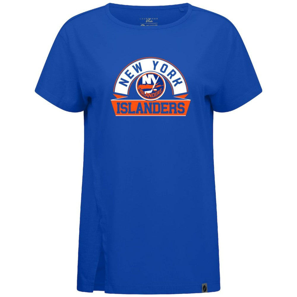 New York Islanders Levelwear Women's Influx Banner Arch T-Shirt Royal