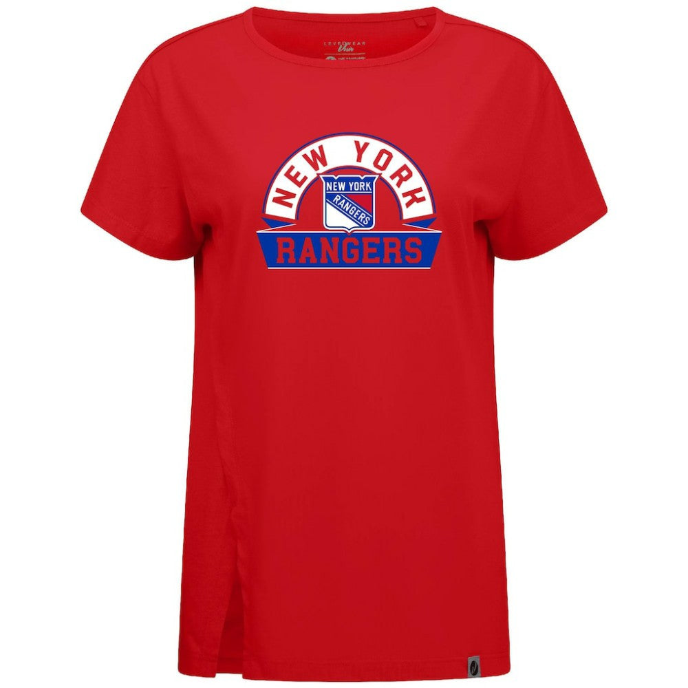 New York Rangers Levelwear Women's Influx Banner Arch T-Shirt Red