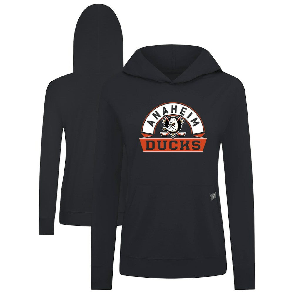 Anaheim Ducks Levelwear Women's Relay Banner Arch Pullover Hoodie Black
