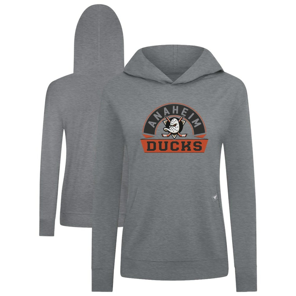 Anaheim Ducks Levelwear Women's Relay Banner Arch Pullover Hoodie Gray