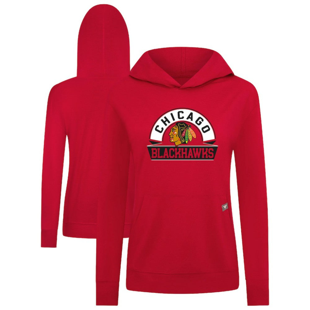 Chicago Blackhawks Levelwear Women's Relay Banner Arch Pullover Hoodie Red