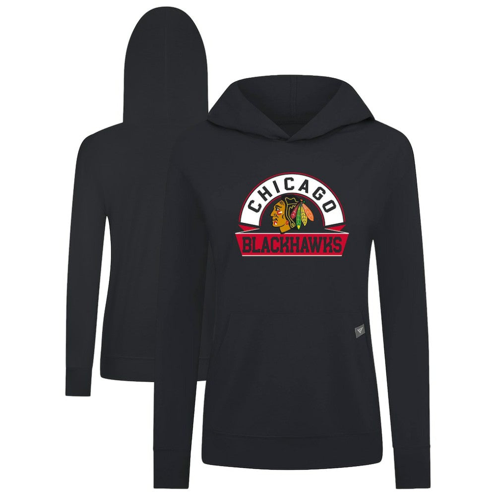 Chicago Blackhawks Levelwear Women's Relay Banner Arch Pullover Hoodie Black