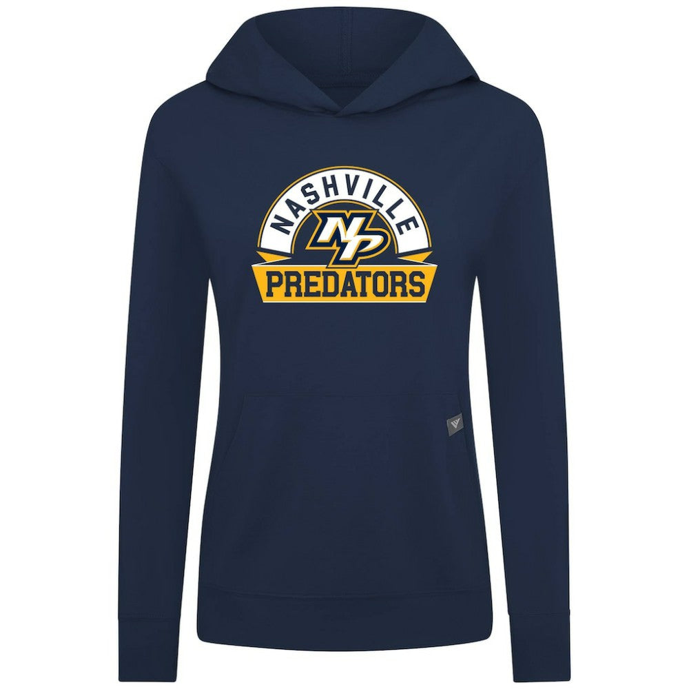 Nashville Predators Levelwear Women's Relay Banner Arch Pullover Hoodie Navy
