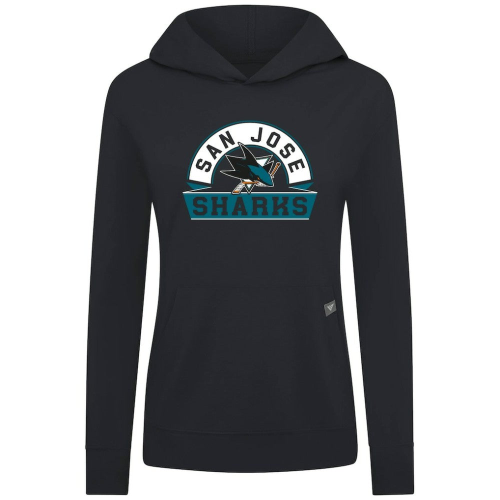 San Jose Sharks Levelwear Women's Relay Banner Arch Pullover Hoodie Black