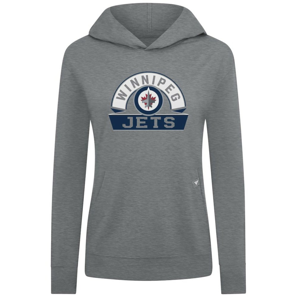 Winnipeg Jets Levelwear Women's Relay Banner Arch Pullover Hoodie Gray