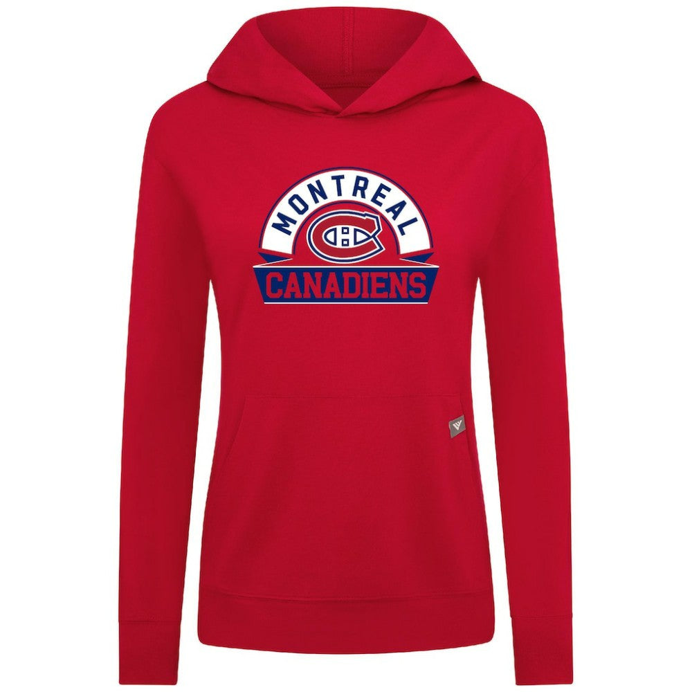 Montreal Canadiens Levelwear Women's Relay Banner Arch Pullover Hoodie Red