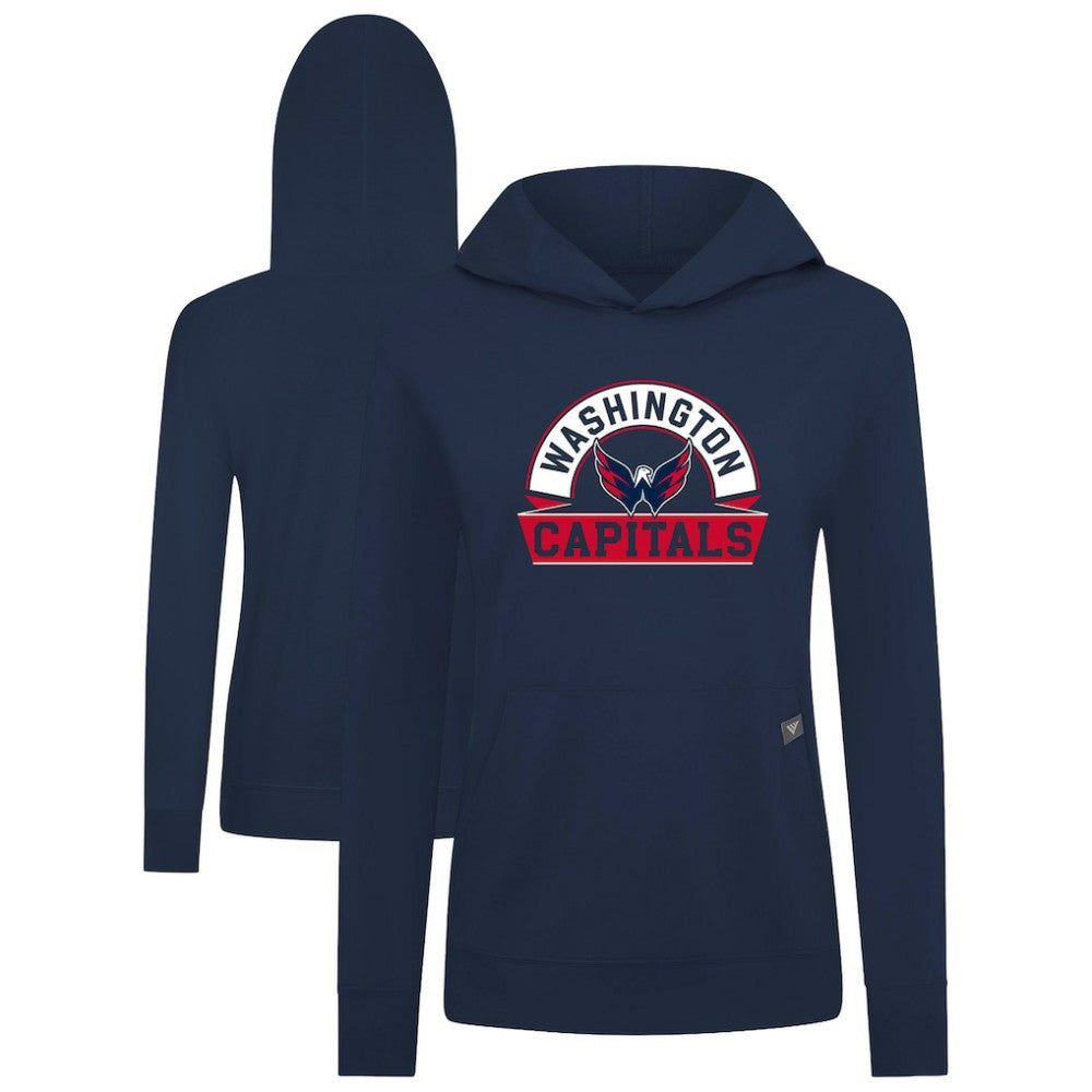 Washington Capitals Levelwear Women's Relay Banner Arch Pullover Hoodie Navy