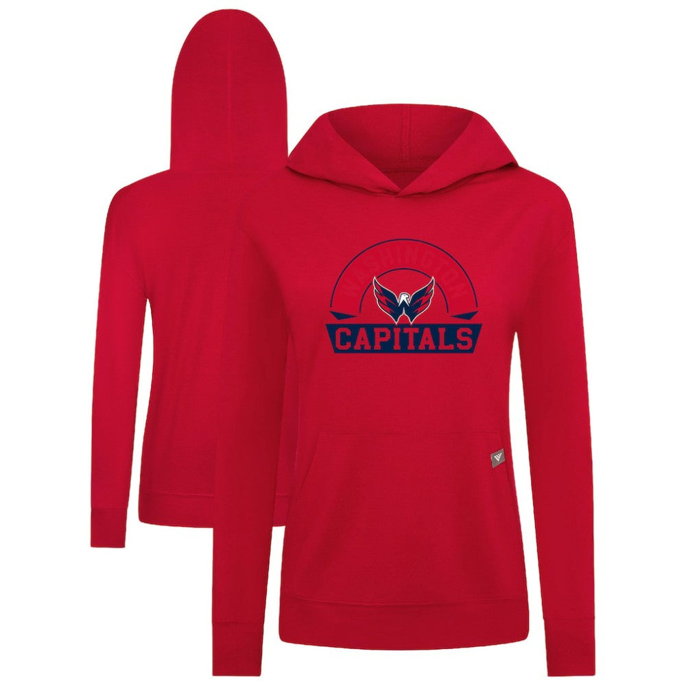 Washington Capitals Levelwear Women's Relay Banner Arch Pullover Hoodie Red