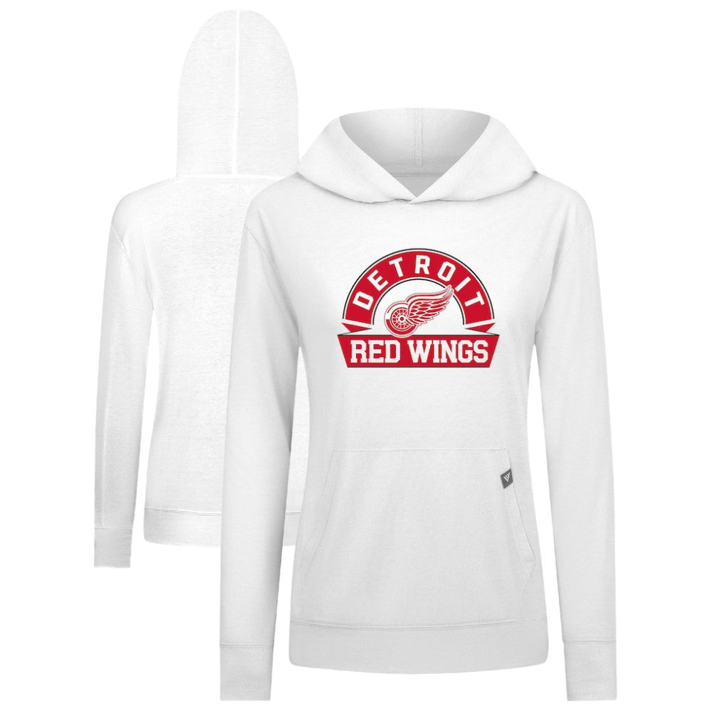 Detroit Red Wings Levelwear Women's Relay Banner Arch Pullover Hoodie White