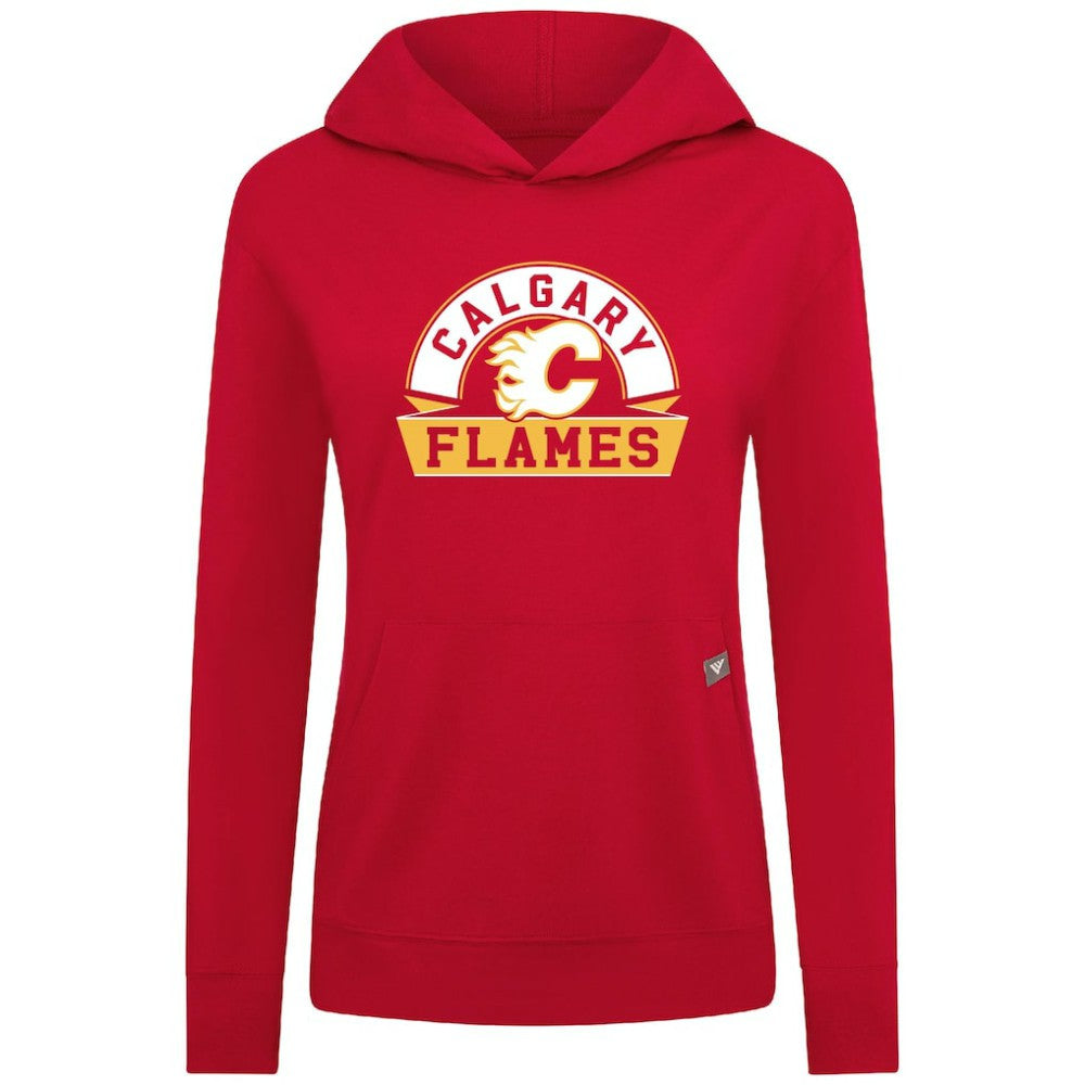 Calgary Flames Levelwear Women's Relay Banner Arch Pullover Hoodie Red