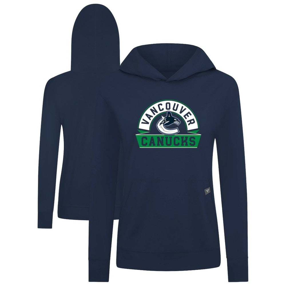 Vancouver Canucks Levelwear Women's Relay Banner Arch Pullover Hoodie Navy
