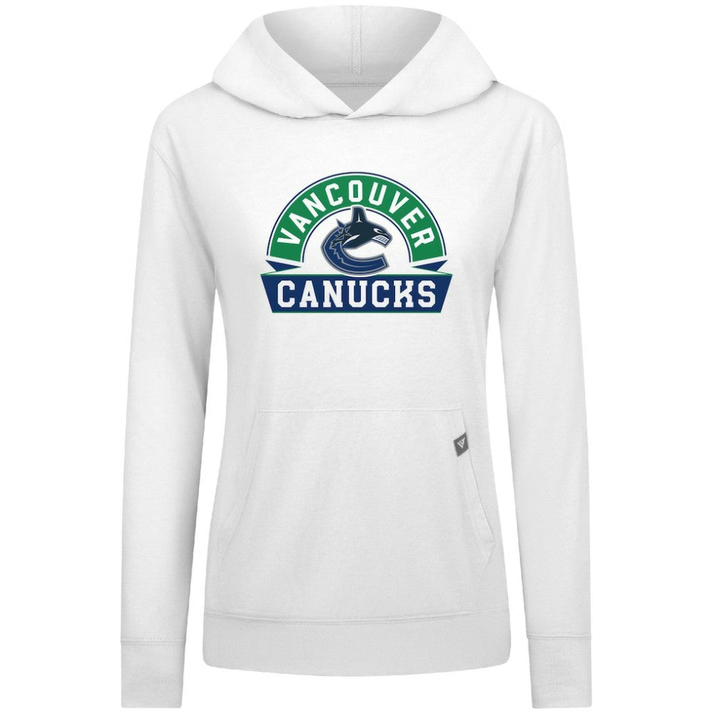 Vancouver Canucks Levelwear Women's Relay Banner Arch Pullover Hoodie White