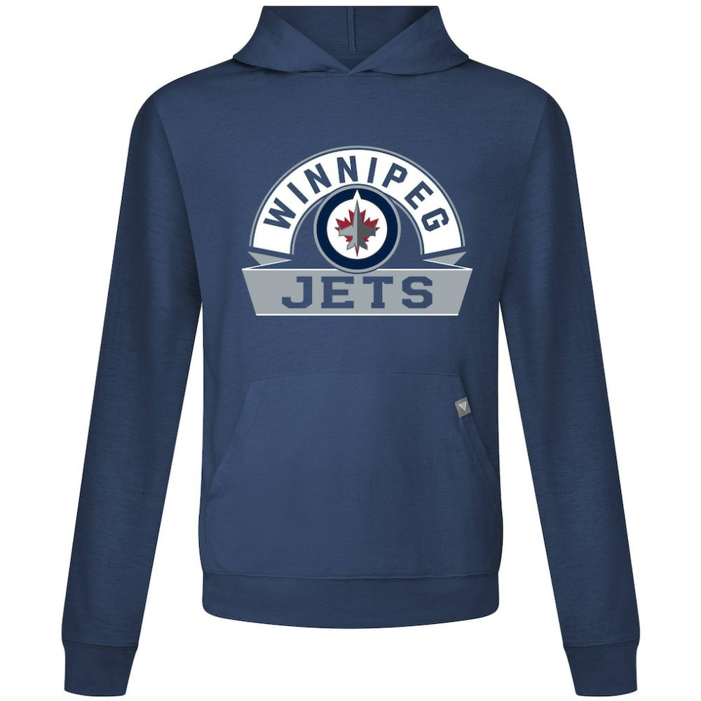 Winnipeg Jets Levelwear Relay Banner Arch Pullover Hoodie Navy