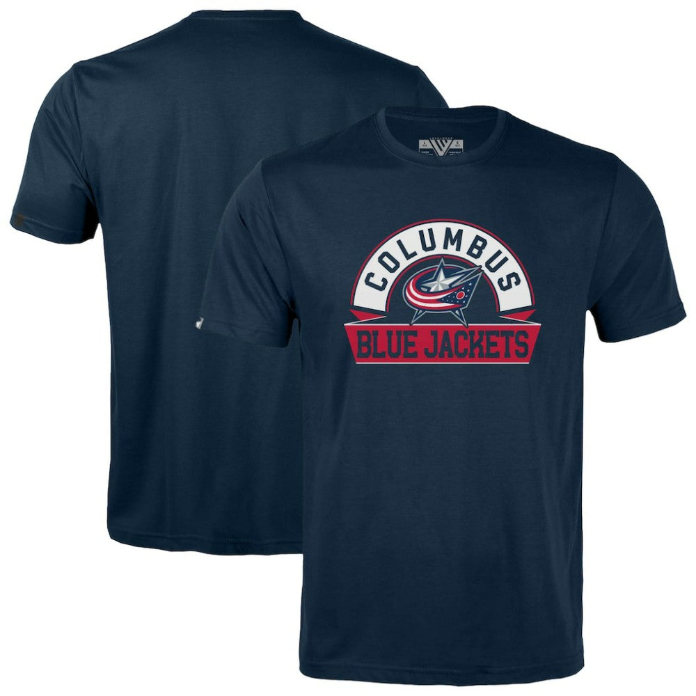Columbus Blue Jackets Levelwear Youth Little Richmond Banner Arch T-Shirt Navy